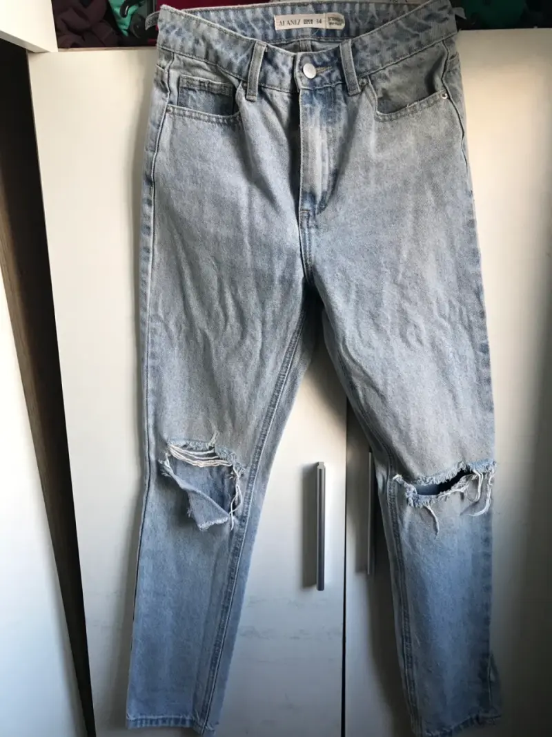 Jeans 34 Alaniz diseño desgastado recto azul claro - 1