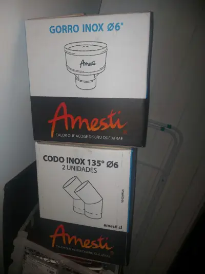 Cañon, Gorro y codos inox Amesti 6 pulgadas - miniatura 1