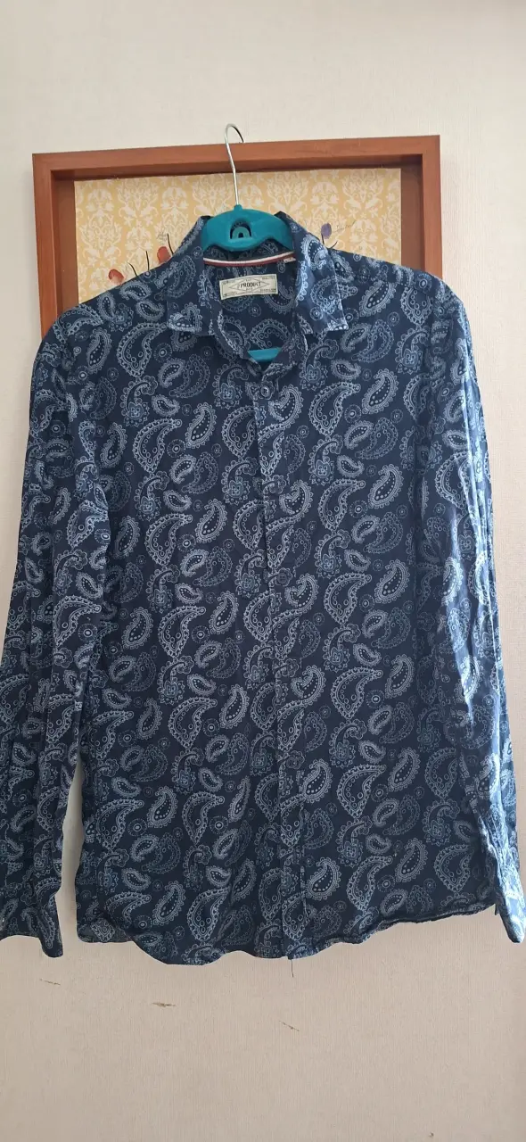 Camisa azul estampada
