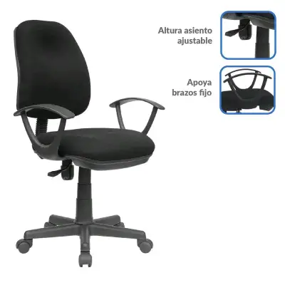 Silla de oficina negra ajustable - miniatura 2