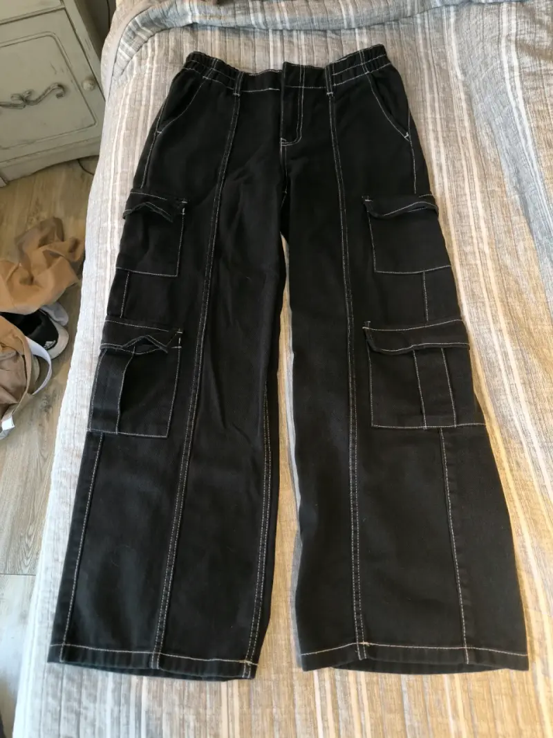 Pantalones cargo negros talla 14 - 1