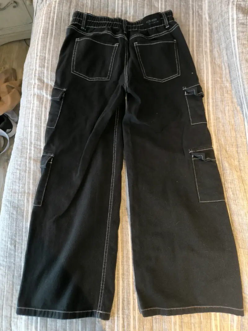 Pantalones cargo negros talla 14 - 2