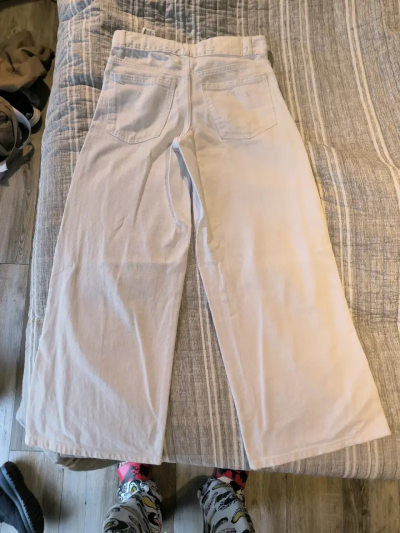 Pantalones anchos blancos desgastados - 3