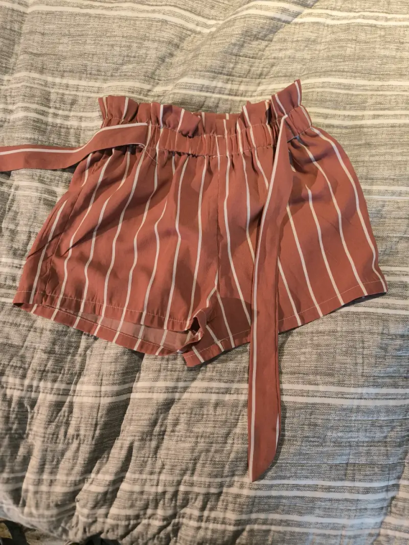 Shorts niña a rayas rosados - 1