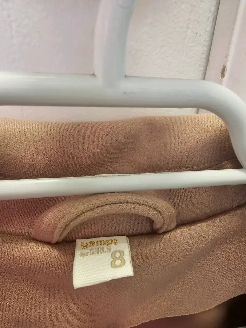 Chaqueta biker color camel para niña talla 8 - 2