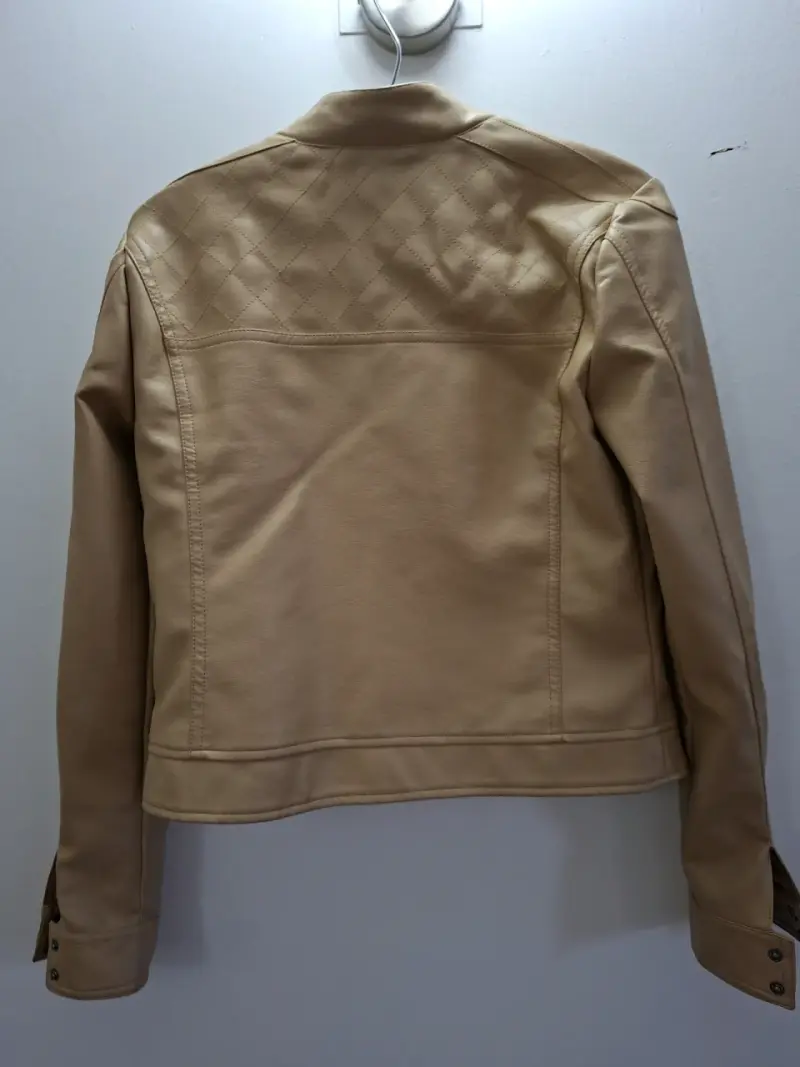 Chaqueta beige de cuero sintético talla S - 3