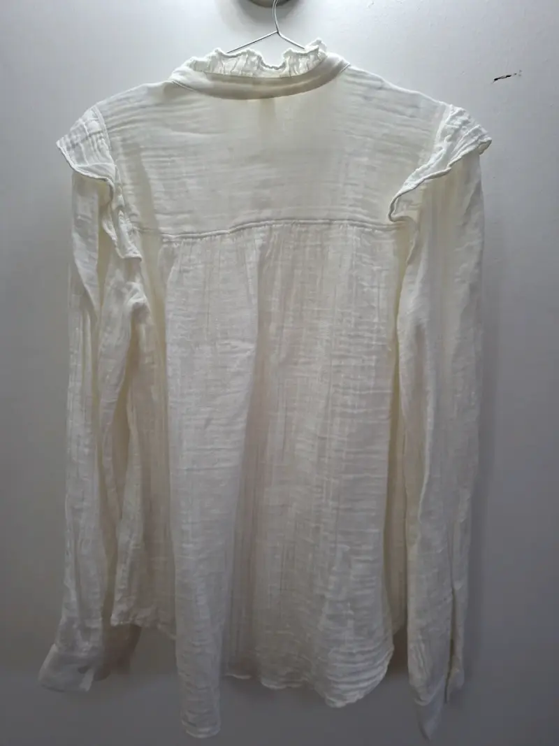 Blusa blanca con volantes talla XS - 3