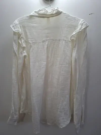 Blusa blanca con volantes talla XS - miniatura 3