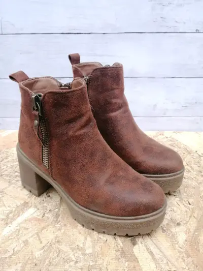 Botines de cuero marrón - miniatura 1