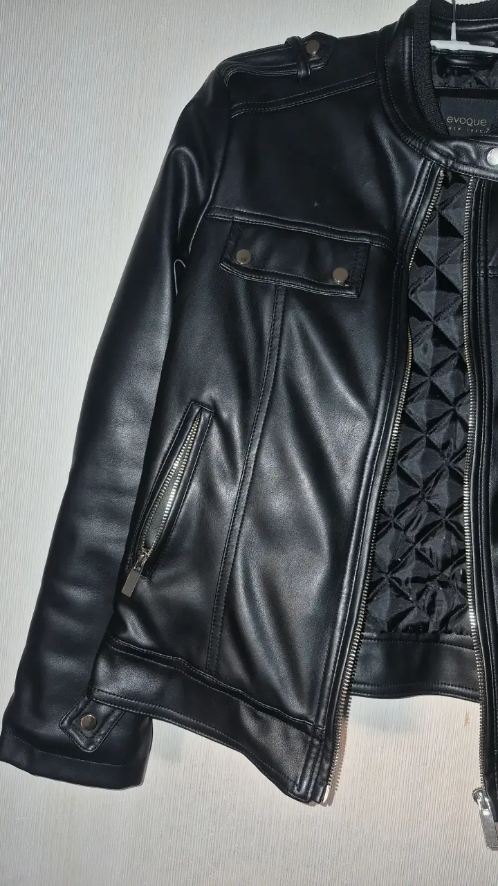 Chaqueta mujer de cuerina negra Evoque talla S - 4