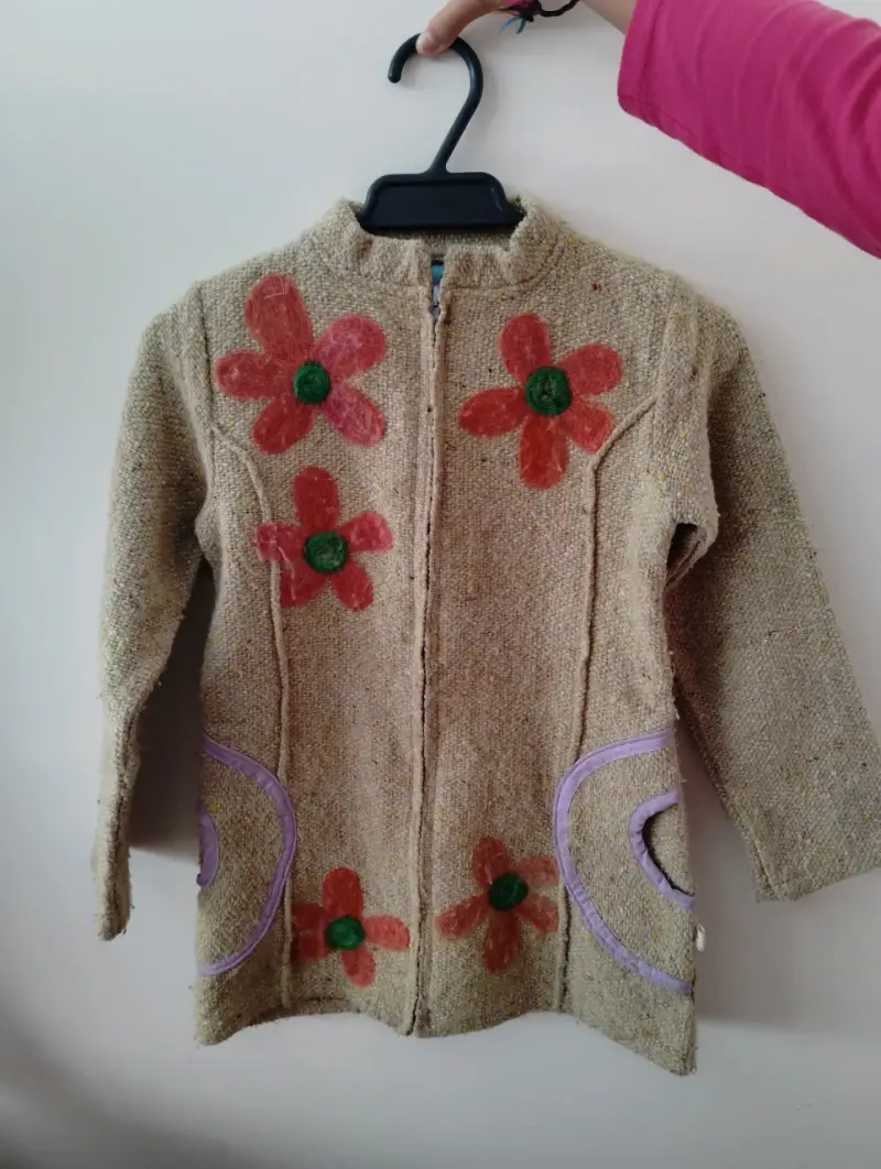 Chaqueta de lana con flores talla 10 - 1