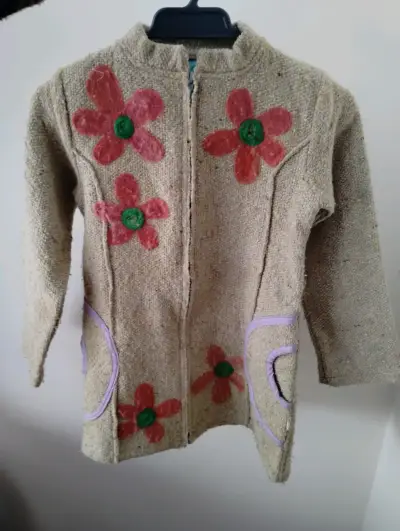 Chaqueta de lana con flores talla 10 - miniatura 2