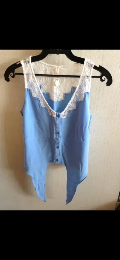 Blusa azul con encaje Sybilla talla S - miniatura 1