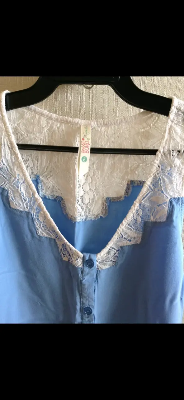 Blusa azul con encaje Sybilla talla S - 2