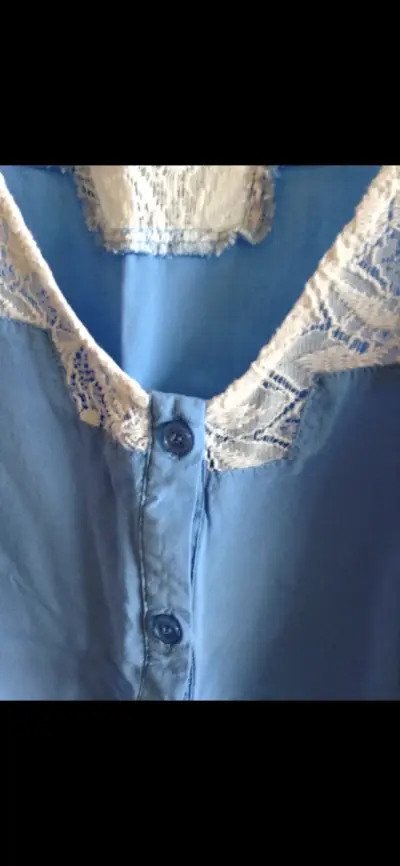 Blusa azul con encaje Sybilla talla S - miniatura 3