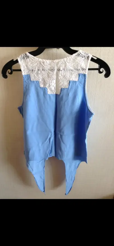 Blusa azul con encaje Sybilla talla S - miniatura 4