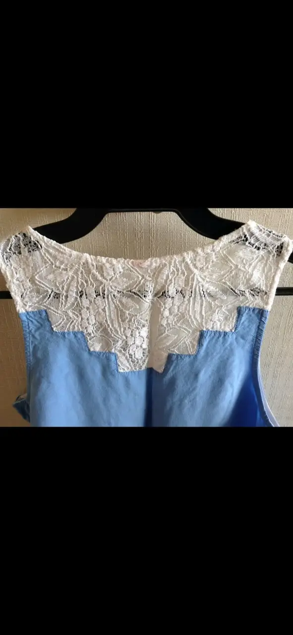 Blusa azul con encaje Sybilla talla S - 5