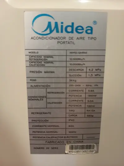 Aire acondicionado portátil Midea leer descripción - miniatura 2