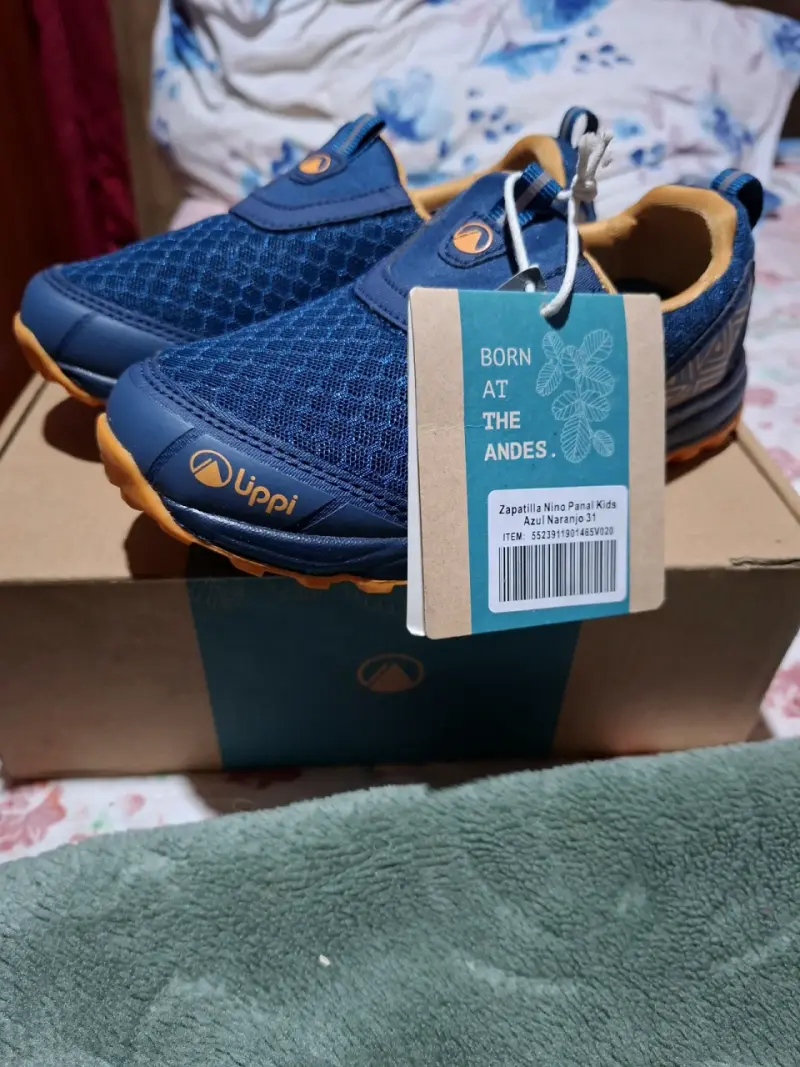 Zapatillas niño azul naranjo