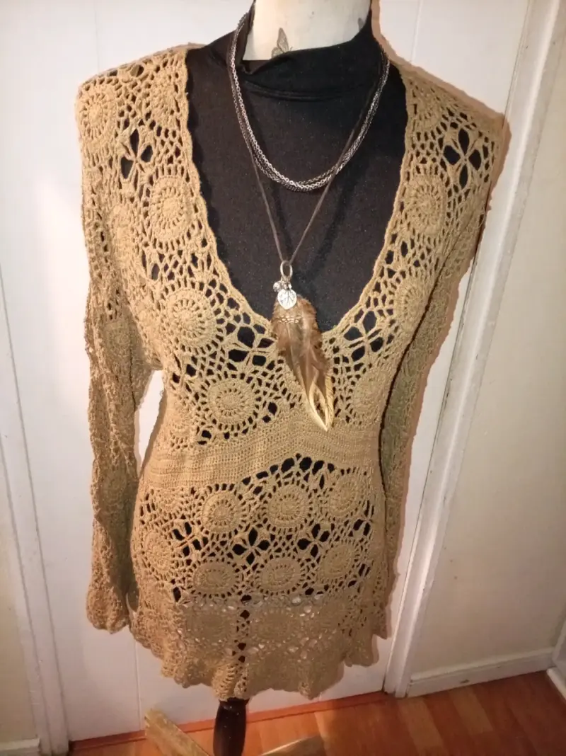 Tunica crochet beige vintage