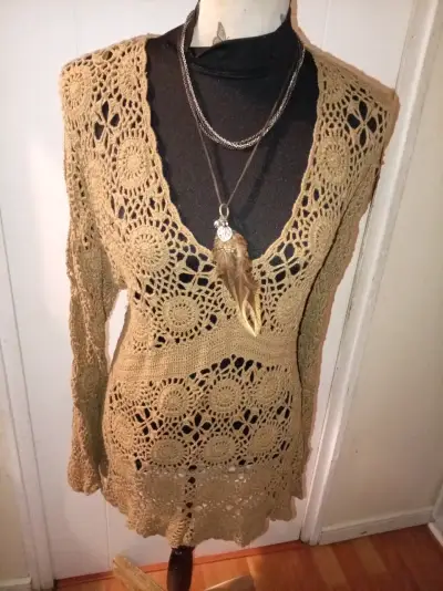Tunica crochet beige vintage - miniatura 1