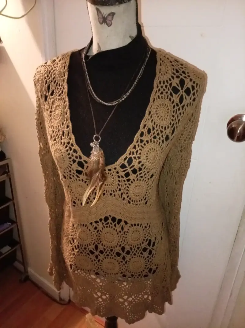 Tunica crochet beige vintage - 2