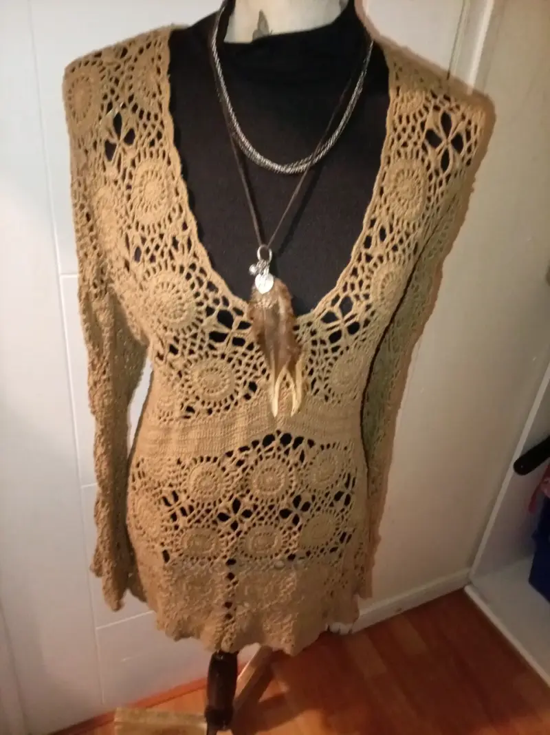 Tunica crochet beige vintage - 3
