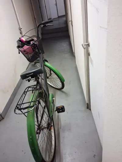 Bicicleta verde con casco - miniatura 2