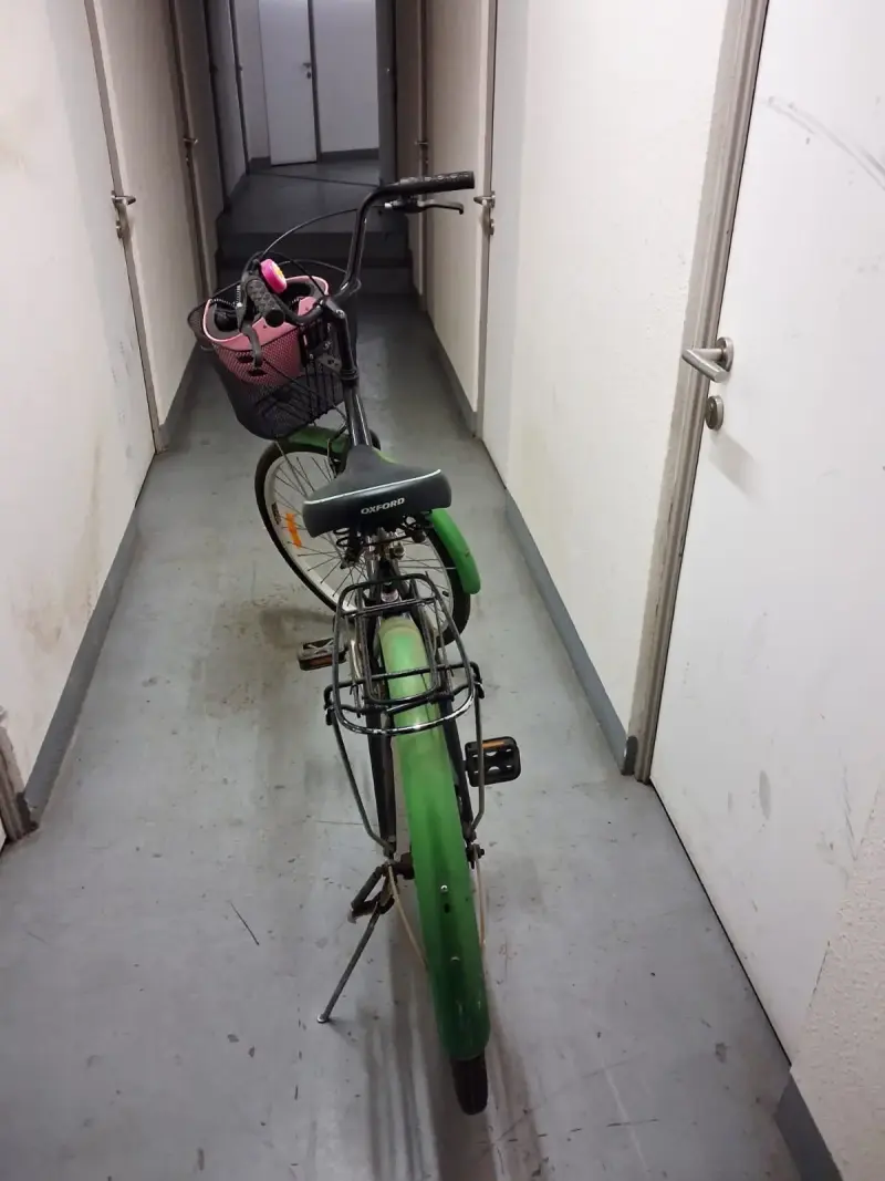 Bicicleta verde con casco - 4