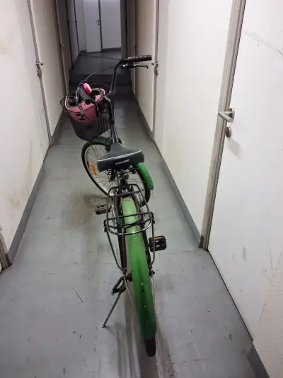 Bicicleta verde con casco - miniatura 4
