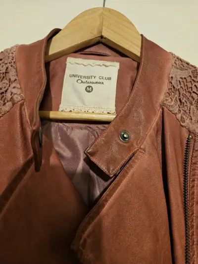 Chaqueta de ecocuero color rosa palo - miniatura 2