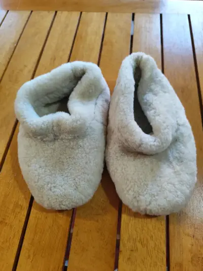 Pantuflas de lana beige niño - miniatura 1