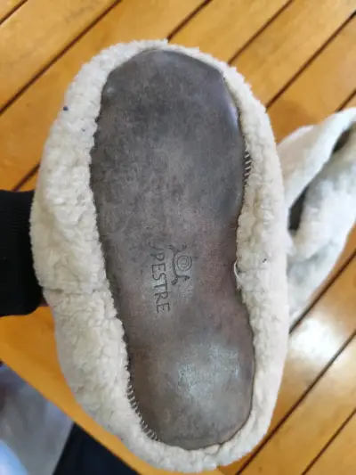 Pantuflas de lana beige niño - miniatura 2