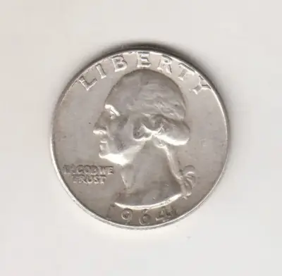 Moneda Estados Unidos 25 Cts 1964 Plata - miniatura 1