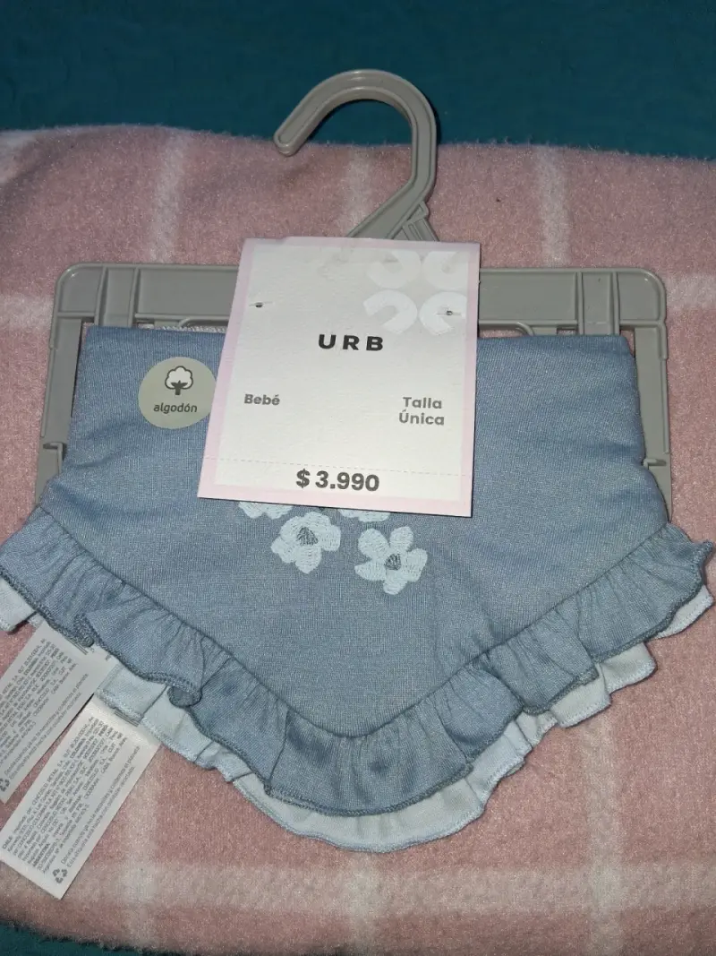 Babero azul de algodón para bebé