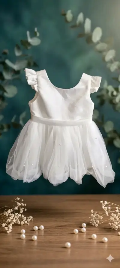 Vestido blanco de bebé - miniatura 1