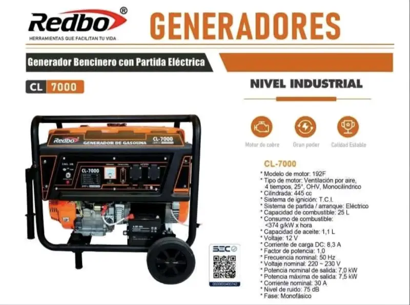 Generador de Gasolina Redbo CL-7000 - 6