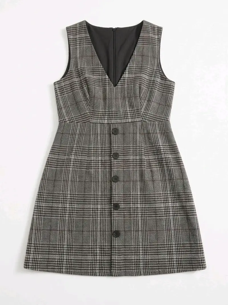 Vestido con diseño a cuadros - 1