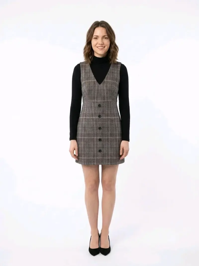 Vestido con diseño a cuadros - 2
