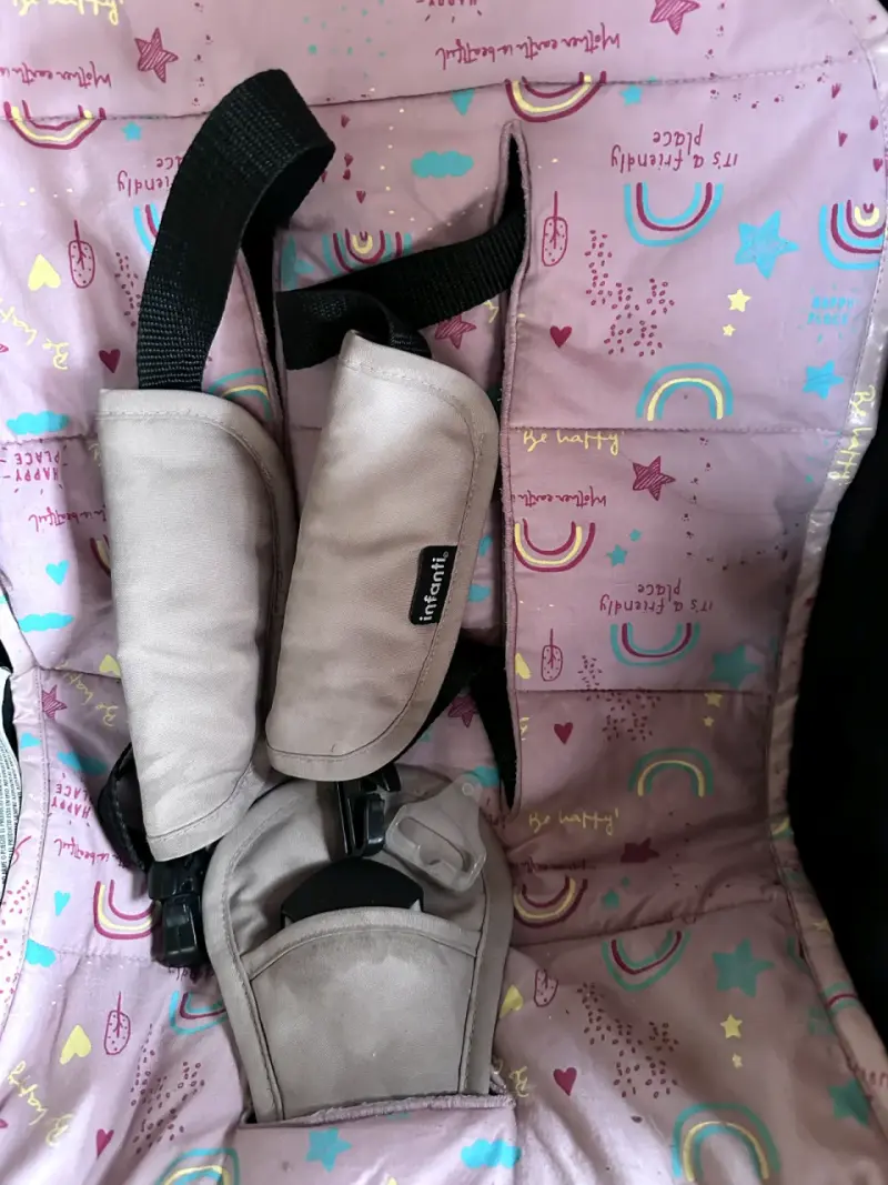 Coche de bebé con acolchado rosa - 3