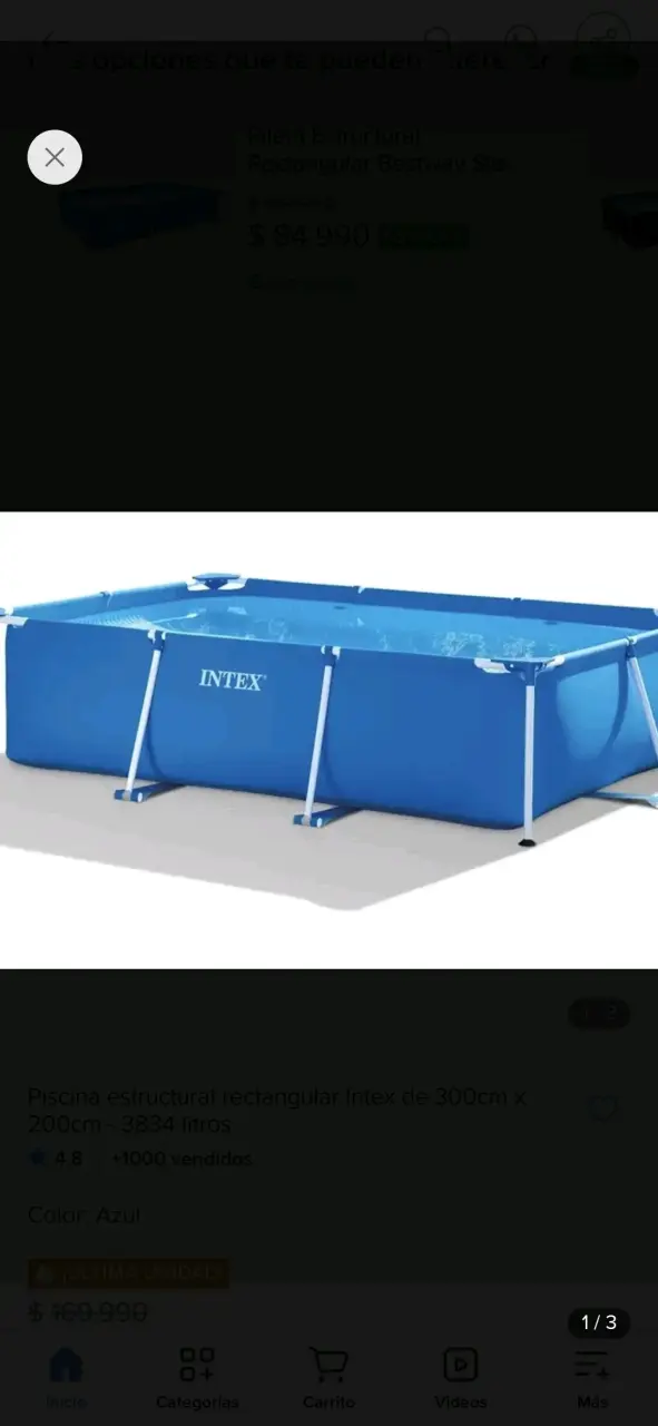 Piscina estructural Intex azul con filtro usada - 1