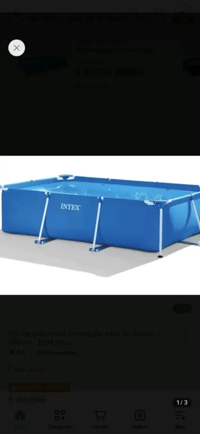Piscina estructural Intex azul con filtro usada - miniatura 1