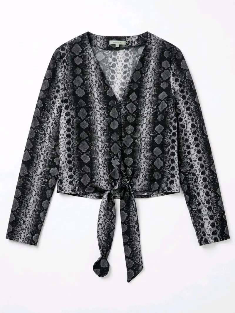 Blusa negra estampado reptil - 1