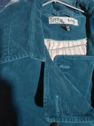 Chaqueta azul con forro a rayas - miniatura 1