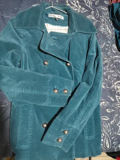 Chaqueta azul con forro a rayas - miniatura 2