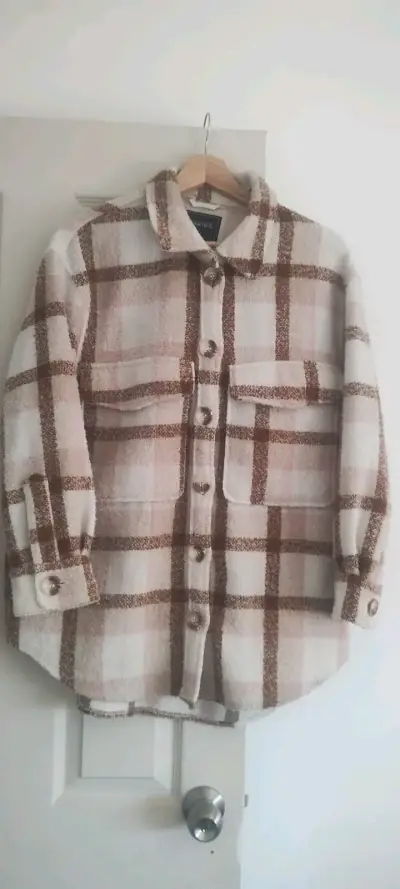 Camisa de lana a cuadros marrón - miniatura 1