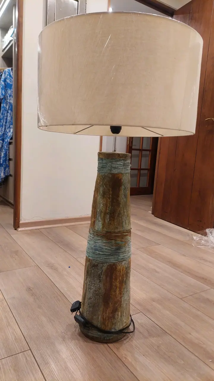 Lámpara de mesa rústica (cerámica gres) - 1