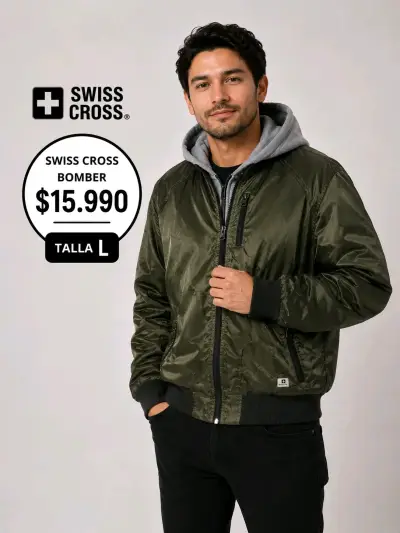 Bomber verde Swiss Cross - miniatura 1