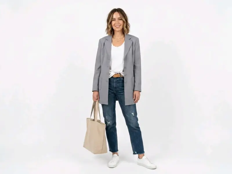 Blazer gris clásico para mujer - 2