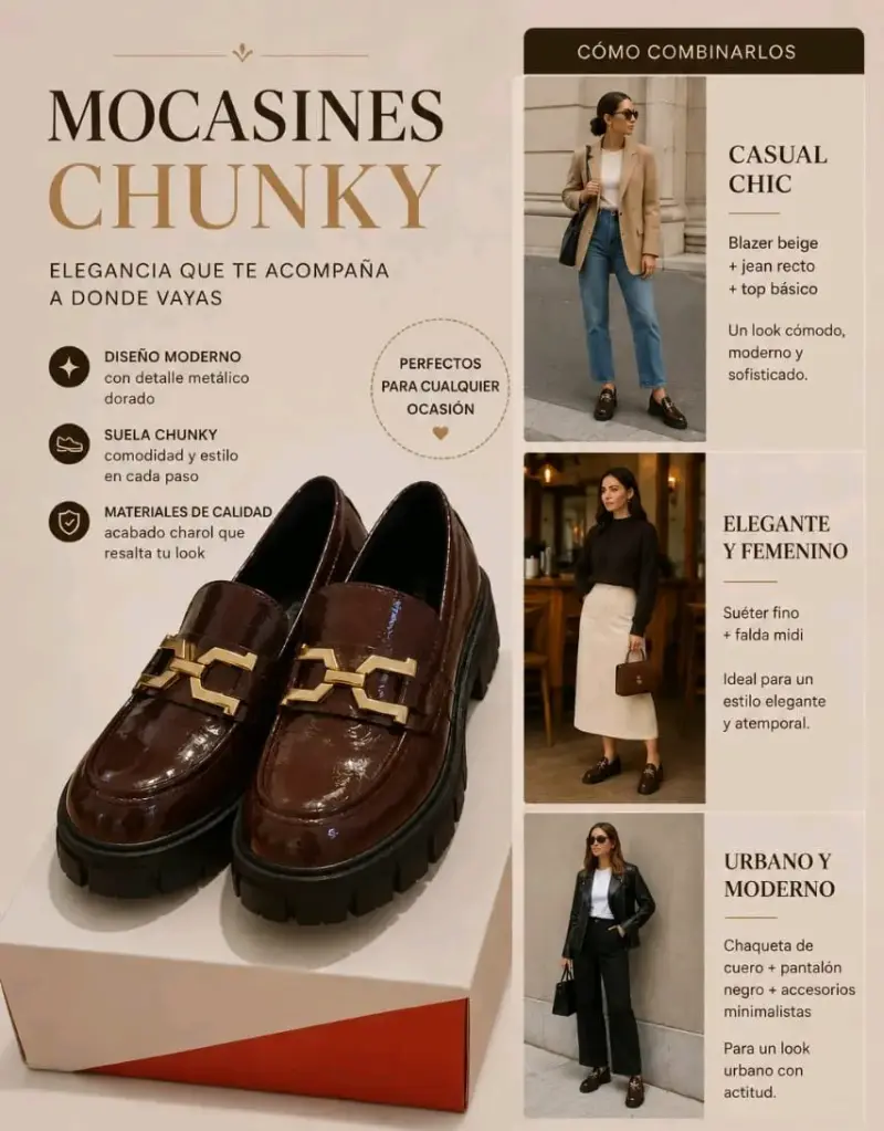 Mocasines Chunky Burdeos
